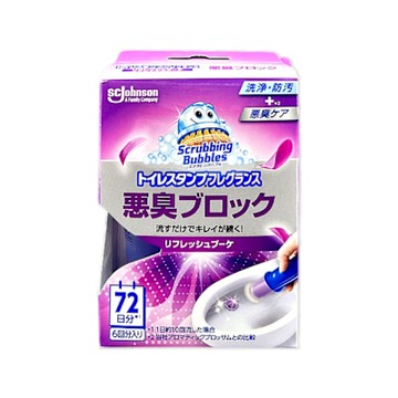 日本SC Johnson莊臣-花香洗淨防污推桿式馬桶清潔凝膠38g+推桿1支/盒-防臭花香(紫)(坐式馬桶去尿漬消臭,廁所免刷洗香氛凍,鑽石型凝凍)