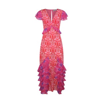 Rixo - Woodblock Pink Mix Silk Thanvi Dress