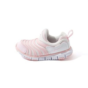 Nike Dynamo Free 運動鞋 中童 童鞋 休閒鞋 粉白色 毛毛蟲 套入式 無鞋帶 343738-637