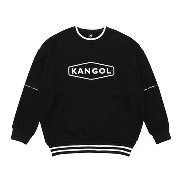 KANGOL 長袖 大學T 黑白 黑框英文 LOGO條紋 鬆緊 中性 6255100220