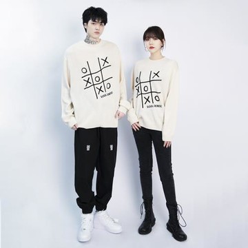 SoulSense潮牌游戲Bingo棋盤游戲XXOO白色羊毛針織衫男女秋冬款