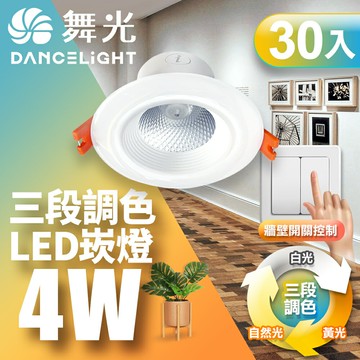 【DanceLight 舞光】30入組 7CM/9CM/15CM崁孔 LED壁切三段調色崁燈(LED-7DOC4SW/LED-9DOC7SW/LED-15DOC16SW)【APP滿額下單10%點數(單一帳號最高5000點)】1/31止