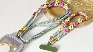 1+1 組合款-小花手機長掛繩 -半花款+短掛繩  掛鍊