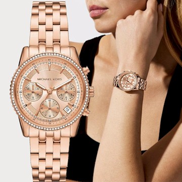 Michael Kors MK Mini Ritz Pavé 晶鑽三眼計時女錶 新年開運 送禮推薦-35mm MK7531