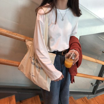 網紅長袖t恤女ins超火內搭打底衫年春秋季新款百搭寬松上衣潮