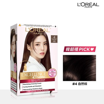 LOREAL PARIS巴黎萊雅 優媚霜三重護髮染髮霜 4 自然棕 新舊包隨機出貨