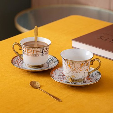 陶瓷咖啡杯套裝配勺子家用茶杯抖音骨瓷馬克杯客廳網紅水杯 220ml