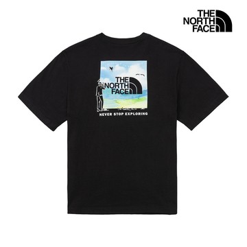 The North Face北面男款黑色背部印花寬鬆短袖T恤｜8GVZJK3