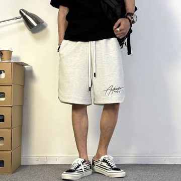 美式復古短褲男夏季ins潮牌重磅痞帥寬松百搭直筒刺繡休閑五分褲