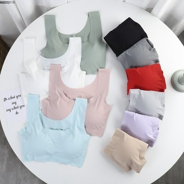 【免運🧣立減30元】 無鋼圈內衣 無痕內衣 運動內衣 集中 涼感 無痕 胸墊 冰絲無痕  運動文胸 天然乳膠背心式 胸罩