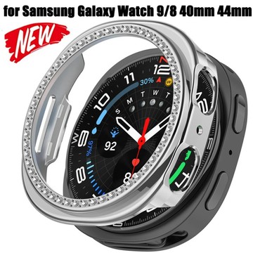 SAMSUNG 適用於三星 Galaxy Watch 9 8 40 毫米 44 毫米鑽石 PC 硬質保護套的 Bling