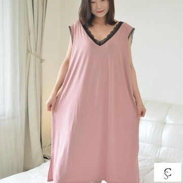 【XL-8XL大尺碼】👩睡衣睡裙 女生睡衣 睡裙女夏季寬鬆睡衣加大碼300斤前後V領長款睡裙女夏季無袖胖MM寬鬆蕾絲性
