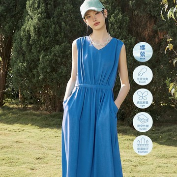 OUWEY歐薇 夏日海風輕涼洋裝(藍色；S-L)3242257507