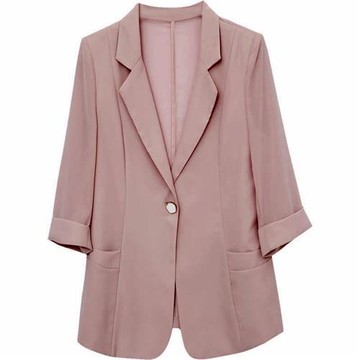 【米蘭精品】現貨+預購女外套高級西裝外套西服外套-薄款微透七分袖純色女外套6色74lc104