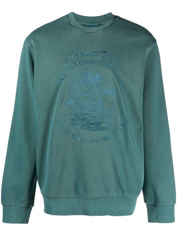 Carhartt WIP - embroidered-logo cotton jumper - men - Cotton - L - Green