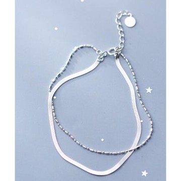 【Jpqueen】雙層輕鬆百搭素雅手鍊(銀色)