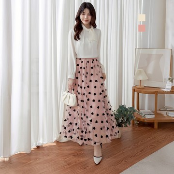 niceioi 波點圓舞曲網紗長裙