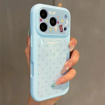 可愛波點小熊適用iPhone17promax/16手機殼全包15pro卡通14/13/12/11大視窗