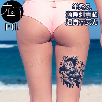 買6送1 鬼娃凱蒂 漸黑 刺青貼👑大邱紋身👑 半永久 果膠【T36C】刺青貼紙 紋身貼紙 紋身貼 T36