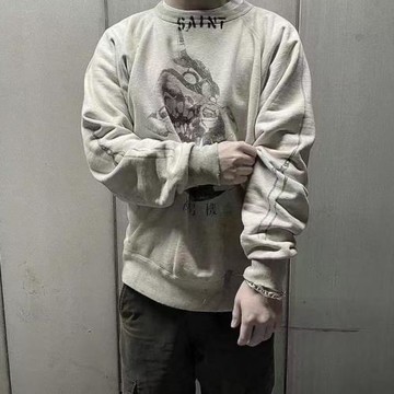 vintage初號機做舊復古套頭衛衣