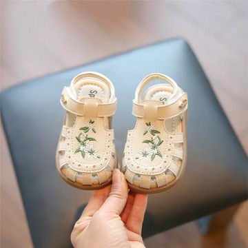 女寶寶學步鞋夏季包頭涼鞋一歲軟底小童公主鞋嬰兒鞋子刺繡女童鞋