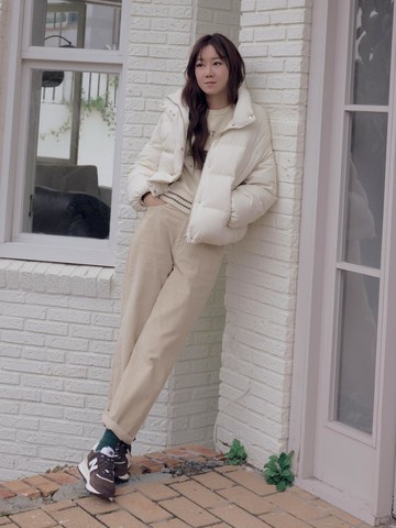 semi wide corduroy pants - beige