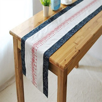 【協貿】時尚現代簡約和風蘭花拼接亞麻桌旗