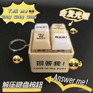 臺灣🚍8H出🉑新款迴答我髮光髮音鑰匙扣解壓按鍵語音髮聲趣味創意花轎 2ROT