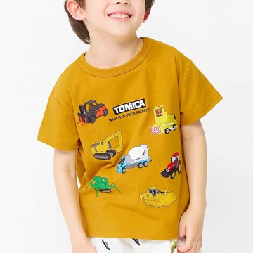 日本 apres les cours - TOMICA聯名印花短袖上衣-工程車-芥末黃