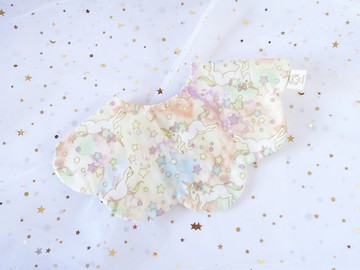 嬰兒波浪形 圍兜口水巾口水肩 - 獨角獸 米黃色