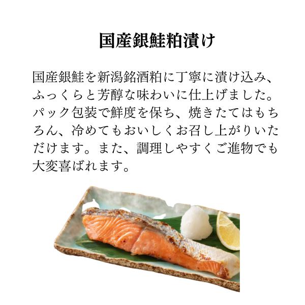 お歳暮  海鮮 ギフト 珍味 国産銀鮭粕漬5切セット お祝い 内祝い 誕生日 グルメ 新潟 ご飯のお供  高級 おつまみ お取り寄せ 新米