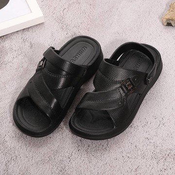 知性輕鬆休閒拖鞋-黑