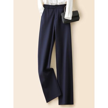 窄版闊腿褲女高腰垂感褲子女2025春秋新款直筒休閑西裝褲秋季長褲