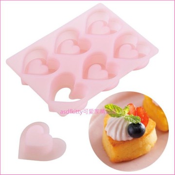 asdfkitty*貝印 COOKPAD 心型中空矽膠模6連-可放餡-蛋糕模/菜凍模/布丁模-日本正版商品