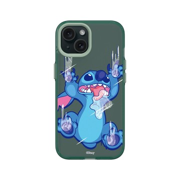 iPhone 15 Clear 憂墨綠 - 迪士尼-史迪奇 Disney Stitch - 搞怪系列-怪可愛