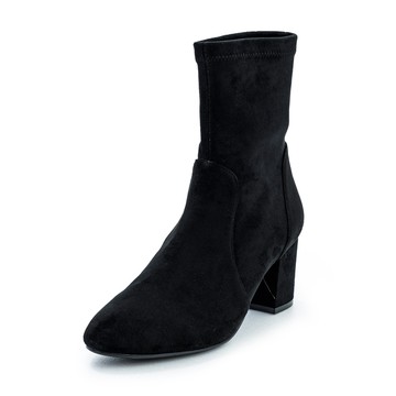 DIANA 經典時尚絨布粗跟短套靴 黑色 #54918