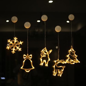 圣誕節裝飾燈櫥窗飾品陽臺窗戶吸盤LED掛燈圣誕燈飾掛件全景玻璃