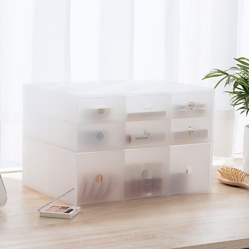 透明抽屜收納柜化妝品儲物盒首飾辦公文具收納盒塑料PP收納箱