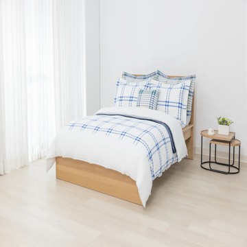 台中mayu+日本原裝緹花格雙人全套床組-A114