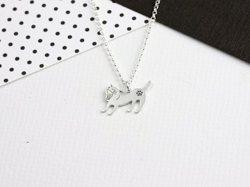 伸懶腰貓 | 貓咪項鍊 925純銀 鎖骨鍊 細項鍊 手作銀飾 情人禮物
