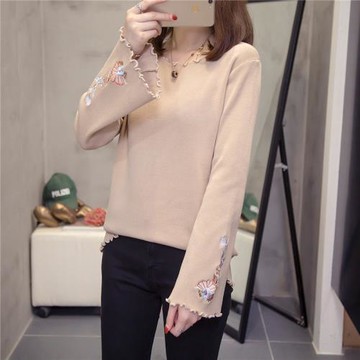 大碼女裝洋氣時尚寬松長袖毛衣春裝胖妹妹mm顯瘦遮肚打底衫上衣潮