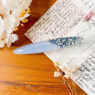 莫蘭迪色系 灰藍&深藍碎花撞色 橢圓款  鴨嘴夾/髮夾