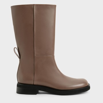 簡約粗跟中筒靴