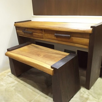 【吉迪市100%原木家具】SNJDE001 原木雙開雙抽書桌 玄關桌