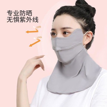 🌟臺灣出貨🌟防曬口罩女防紫外線夏季薄款冰絲透氣護頸遮陽面罩護眼角護臉面紗 防曬面罩 防曬口罩 冰絲防曬面罩