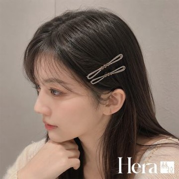 【Hera 赫拉】氣質水鑽蝴蝶結瀏海夾一字夾兩入組 H115090902