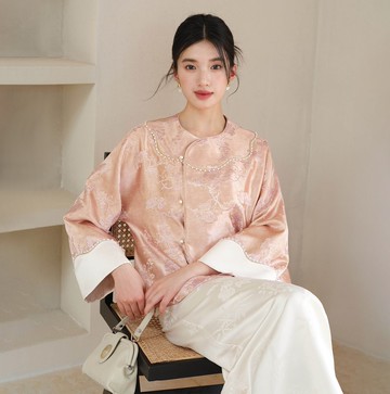 【溫婉提花】新中式復古中國風 斜襟上衣/ 半裙