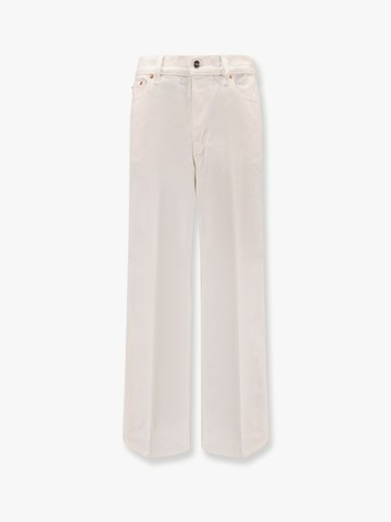 White denim trouser with gucci rosso ancora tag - GUCCI - gender_Woman