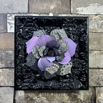 原畫 獨一無二 裱框畫 簽字筆畫 簽字筆藝術 色鉛筆畫 繪畫 作品 藝術 畫框裝飾 19x19cm 花卉圖 立體