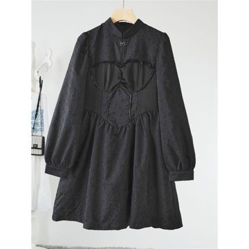 諾諾E站【町】2024春季新款 拼接旗袍復古優雅提花連衣裙 剪標女